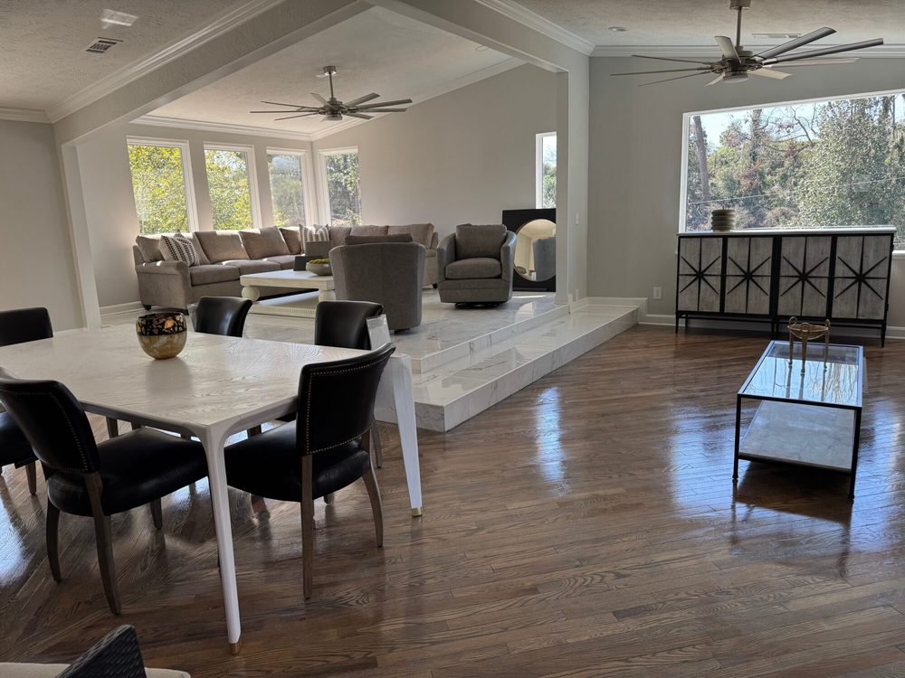 Grey sectional and accent chairs