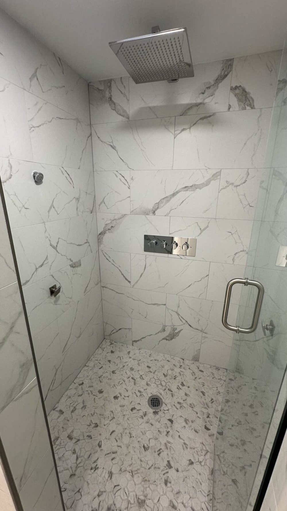 Inside the walk-in shower